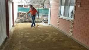 Подготовка площадки для укладки брусчатки.