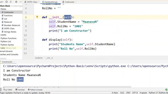 Python Constructor | #21 Python Tamil Tutorial for Beginners