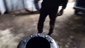 Печь из двух колёсных дисков камаза.