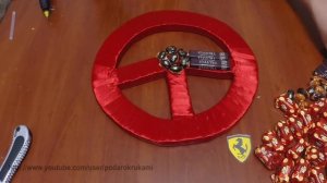 Руль из конфет. Подарок своими руками. Handmade steering wheel of candy