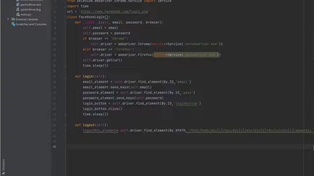 Lesson 65 facebook automation Log Out تسجيل الخروج من الفيسبوك آلياً