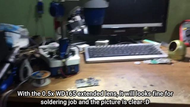 Review yaxun yx-ak21 cheap soldering microscope with 0.5 wd165 extender lens