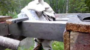 Самодельная качалка - турник в лесу