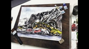 Мастер-класс по акварели «Норвежский пейзаж» | Как нарисовать гору поэтапно