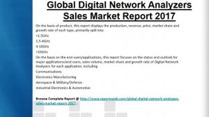 Digital Network Analyzers Market Sales, Growth and Price Study 2017-2022