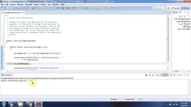 Java StringBuilder [trimToSize() method] | Java Tutorial смотреть онлайн