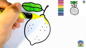 Как нарисовать ЛИМОН / Раскраска ЛИМОН для детей / рисование для детей / How to Draw a Lemon
