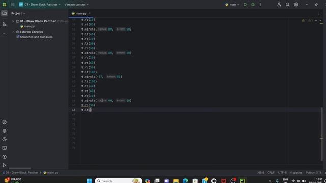Python Turtle - Draw a Black Panther #pythonturtle #coding #turtle