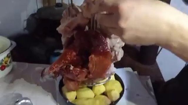 Фазан в тандыре с картофелем