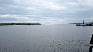 Прибытие в село мужи теплоход Метеор-281