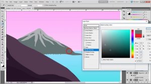 Photoshop Drawing Tutorial - Mountain & river landscape Scenery Drwaing