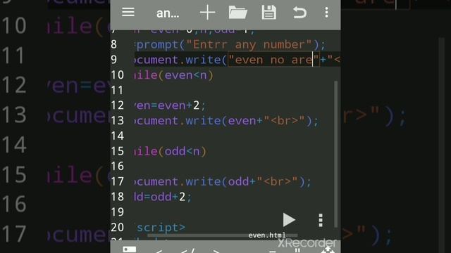 JavaScript Code to Print Even and Odd Numbers Between 1 to N | Even & Odd num in JavaScript anWrite