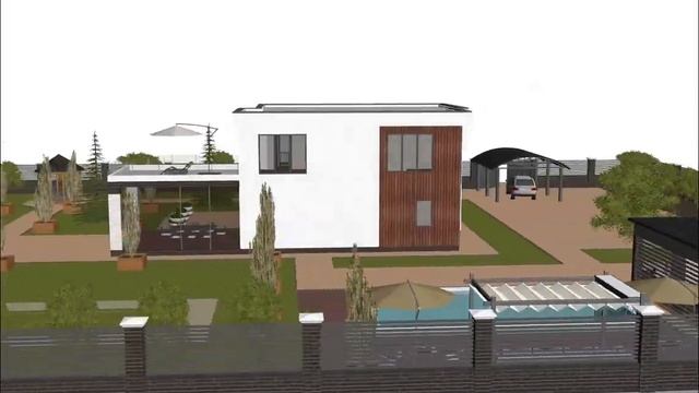 Визуализация проекта дома Хай Тек в 3D (Х-156) смотреть онлайн