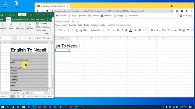 How to Excel translate English to Nepali language