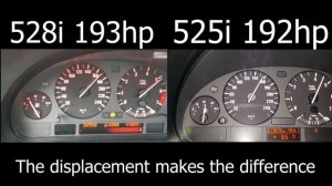 BMW e39 528i 193hp vs 525i 192hp 0-200 Acceleration test side by side