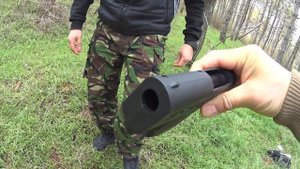 Тест аэрозольного устройства"Добрыня"отстрел БАМов "Оса"с трех и пяти метров,выстрел шумовым.