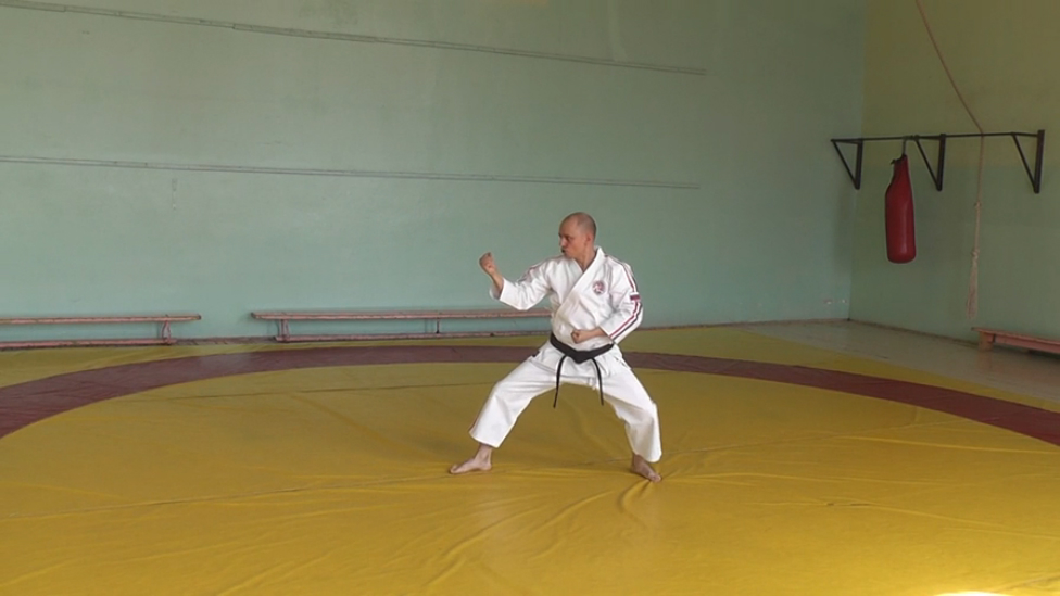 Ката Те Ваза Когеки Дай Иккё. Вид спереди (Kata Te Waza Kogeki Dai Ikkyo. Front View)