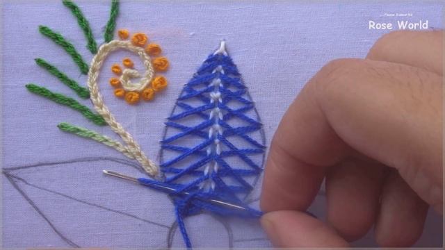 Hand embroidery elegant flower design by @RoseWorld #easy tutorial for beginners