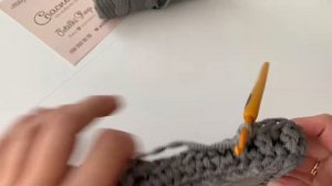 Обвязка прямоугольного дна крючком , узор шишечки из полиэфирного шнура 5мм