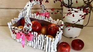 Как сделать Корзинку из пачки сока и веток Мастеркласс. Корзинка своими руками. Декор своими руками