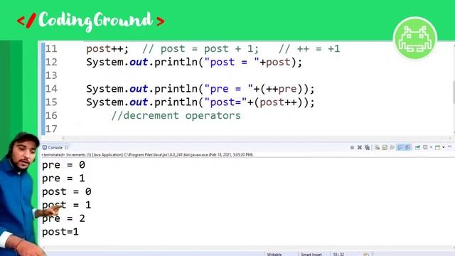 Pre and Post increment Operators in Java | Coding Wallah