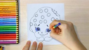Как нарисовать Печеньку Куки! Шопкинс (Shopkins)! Раскраска Печенька Куки! | How to Draw cookies