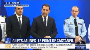 CHRISTOPHE CASTANER ferme et mensonger sur les Gilets Jaunes Nov 2018