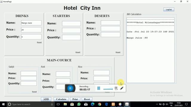 Hotel Billing Software Using java | Java Desktop Application using NetBeans IDE