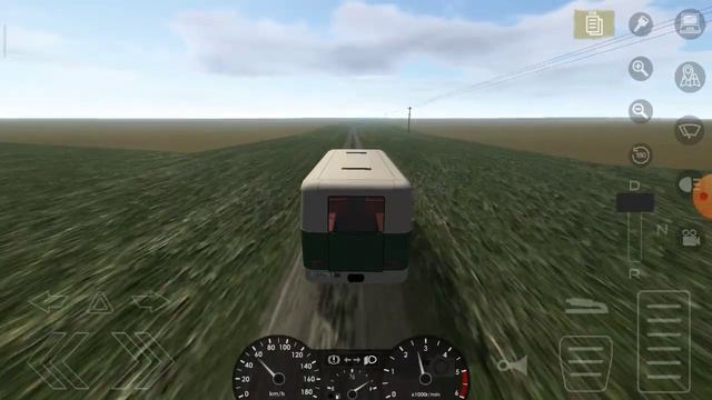 Езда по полевой дороге на зелёном автобусе в игре "Motor Depot" смотреть онлайн