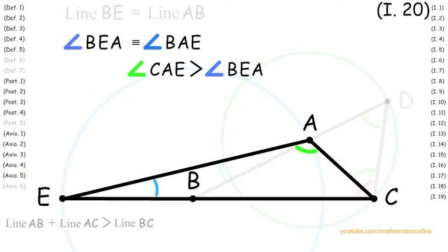 (I.20) Triangle Inequality, Euclid's Proof смотреть онлайн