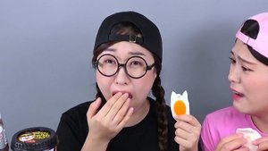 Pink Food VS Black Food Challenge DONA Mukbang