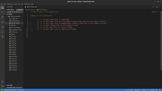 File I/O (Input/Output) & Modes of opening File in Python || Python Free tutorial #19 || Death Code