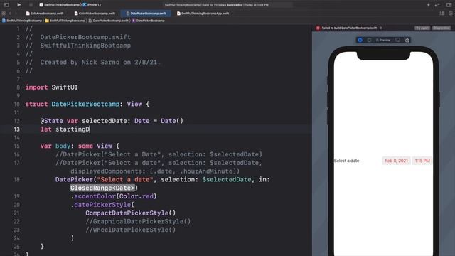 How to use DatePicker to select dates in SwiftUI | Bootcamp #40 смотреть онлайн