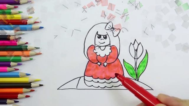 Раскраска для детей ЦАРЕВНА И ЦВЕТОЧЕК.Мультик раскраска.УЧИМ ЦВЕТА смотреть онлайн