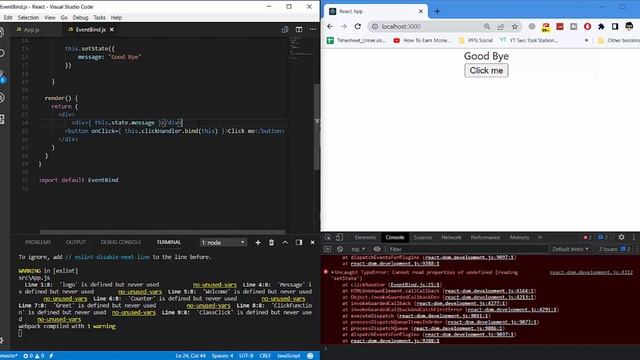 ReactJS Tutorial | Binding Event Handlers | Part 14