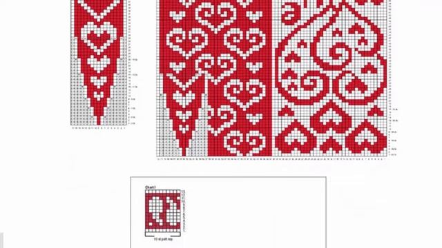 Рисунки для варежек, спицами, красные с белым, схемы узоров