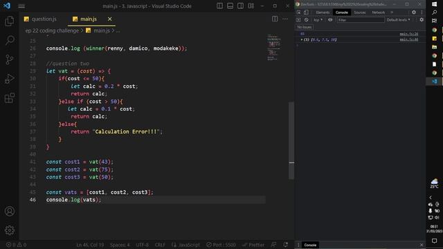 [Ep 22] Javascript Coding Challenge II - Full stack web development course