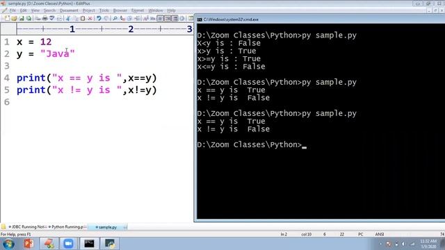 Core Python Programming || Operators in Python || By Madhu Sir