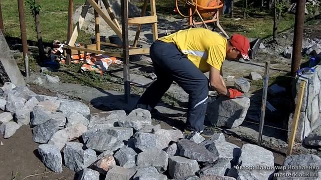 Кладка бутового камня.Причалка.