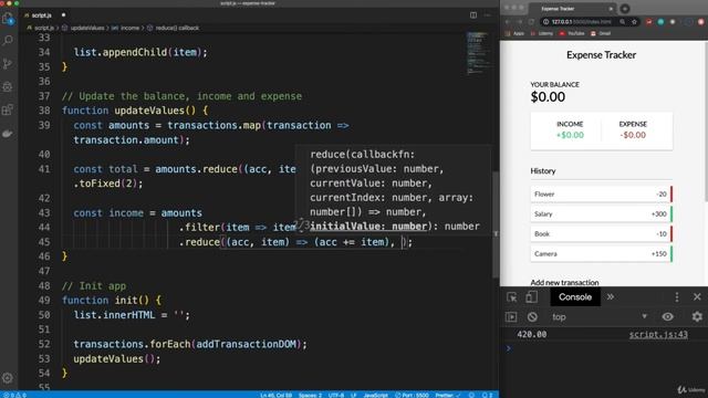 Expense Tracker using java-script ep 5 Display Balance, Income & Expense смотреть онлайн