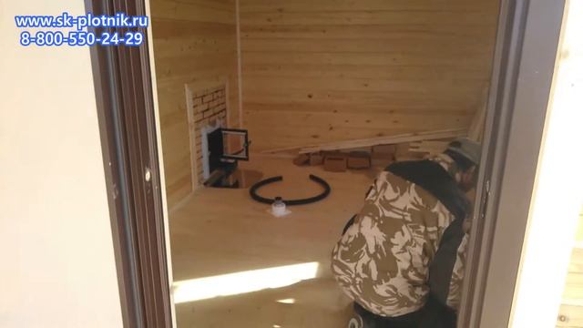 Одноэтажная баня 6 х 4 м с террасой