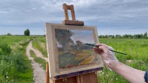 Первый летний пленэр, пишу этюд маслом на природе