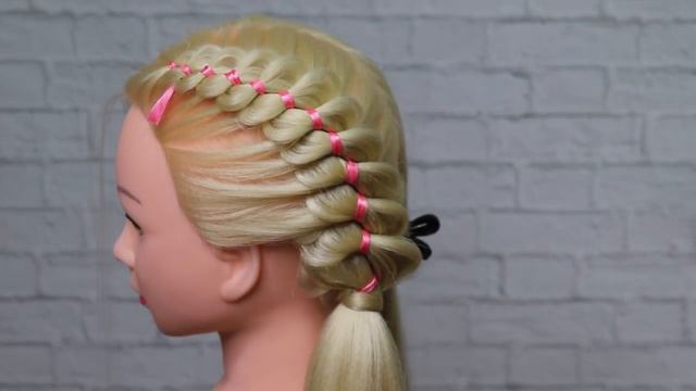 Две четырехпрядные косы c лентой. Мастер-класс смотреть онлайн