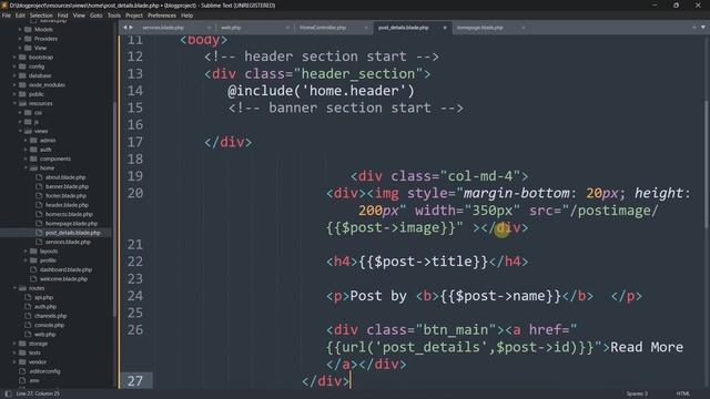 Display Post Details in Laravel | Laravel Blog Project Tutorial for Beginners