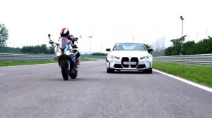 BMW M 1000 RR VS BMW M4 competition (with. Rider Ellie)