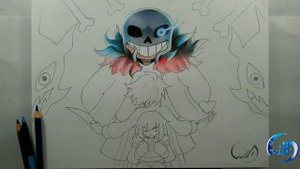 Drawing - Sans Boss Vs Chara/Frisk ( UNDERTALE )