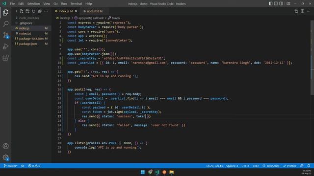 Node JS JWT Authentication Example | Node JS Tutorial | Hindi смотреть онлайн