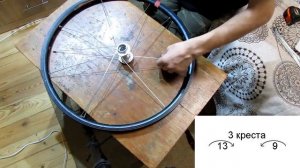 Спицовка 3 креста колеса велосипеда