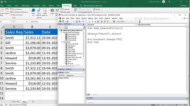 VBA Macro #25 - How to Add and Remove Filter via Macro in Tamil