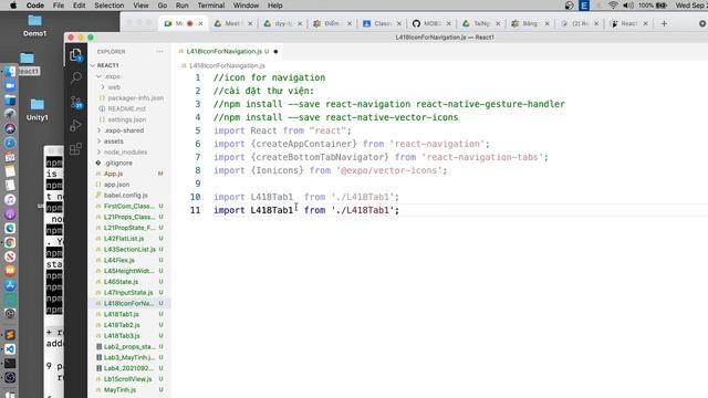 React Native - 4.8 - Sử dụng navigation và add icon cho navigation tab (p1) смотреть онлайн